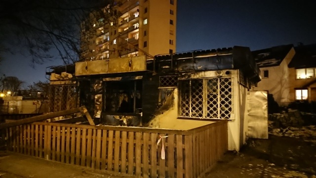 Spalony kontener przy ul. Kostki-Napierskiego 08.02.2018