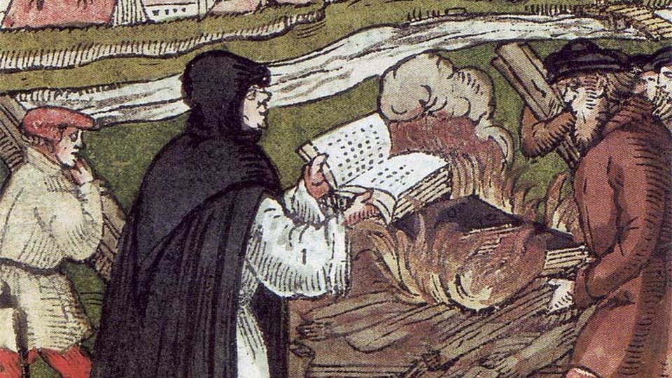 Marcin Luter palący bullę papieską. żródło: pl.wikipedia.org/wiki/Marcin_Luter
