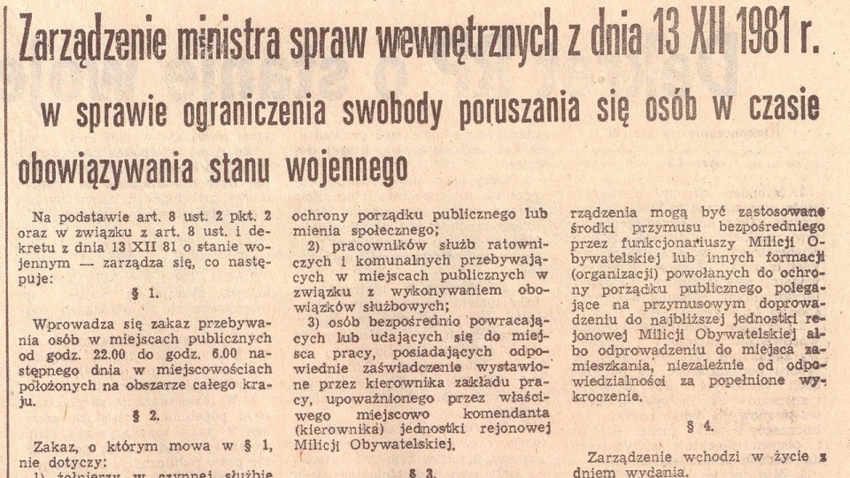 36 lat temu, o godz. 6 rano Polacy dowiedzieli się z radia i telewizji, że władzę w kraju przejęła Wojskowa Rada Ocalenia Narodowego. Dekretem Rady państwa wprowadzono stan wojenny. źródło: https://pl.wikipedia.org/wiki/Stan_wojenny_w_Polsce