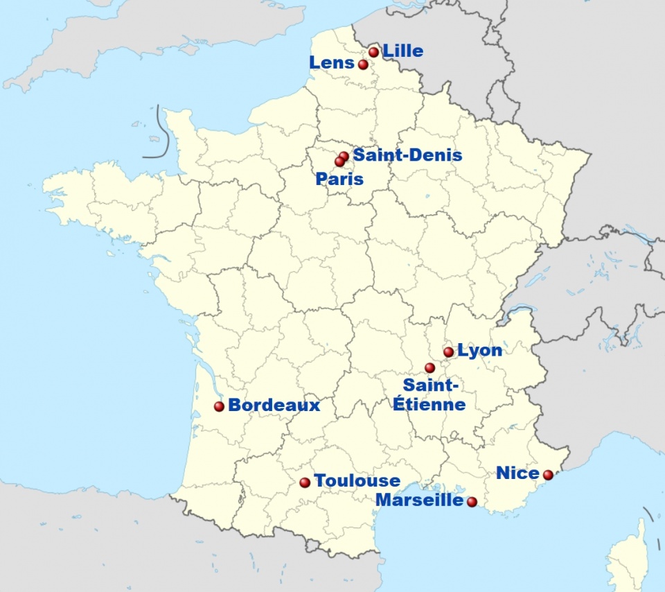 Miasta gdzie będą rozgrywane spotkania EURO 2016. Fot. www.wikipedia.org / Superbenjamin