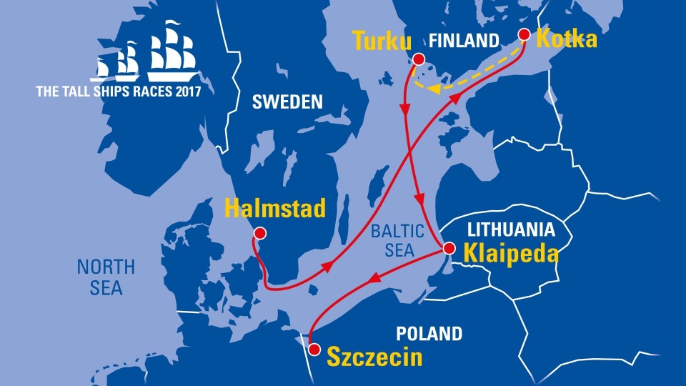 Trasa regat The Tall Ships Races 2017. Fot. Finał The Tall Ships Races Szczecin