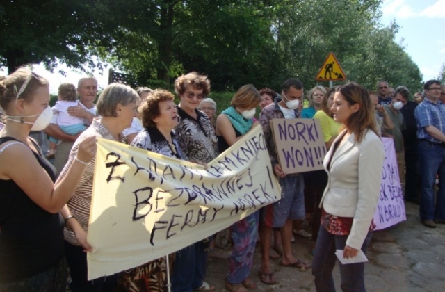 Kolejny dzień protestu przeciwko fermie norek w Przelewicach. Fot. Stowarzyszenie "Wspólna Sprawa" Pilnowali dojazdu do fermy. Teraz negocjują [ZDJĘCIA]