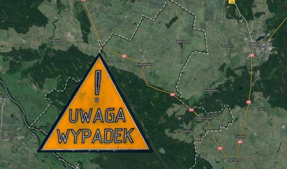 Dwie osoby ranne po wypadku w okolicy Boleszkowic. Fot. maps.google.pl