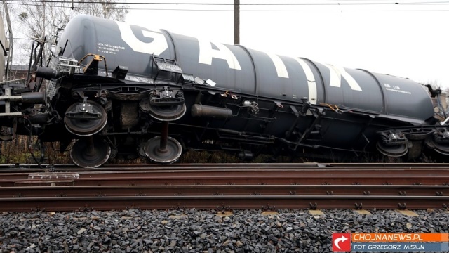 Fot. www.chojnanews.pl Wypadek pociągu towarowego pod Chojną [WIDEO, ZDJĘCIA]