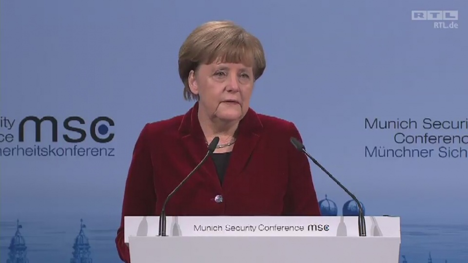 Podczas Konferencji Bezpieczeństwa w Monachium Angela Merkel podkreśliła, że bezpieczeństwo państw Sojuszu Północnoatlantyckiego jest dla Berlina priorytetem. Fot. DE RTL TV/x-news
