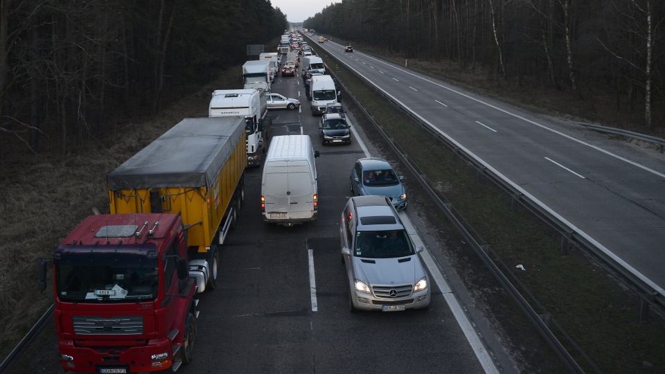 Droga S3 w kierunku Szczecina zablokowana. Fot. Jarosław Gaszyński [Radio Szczecin]