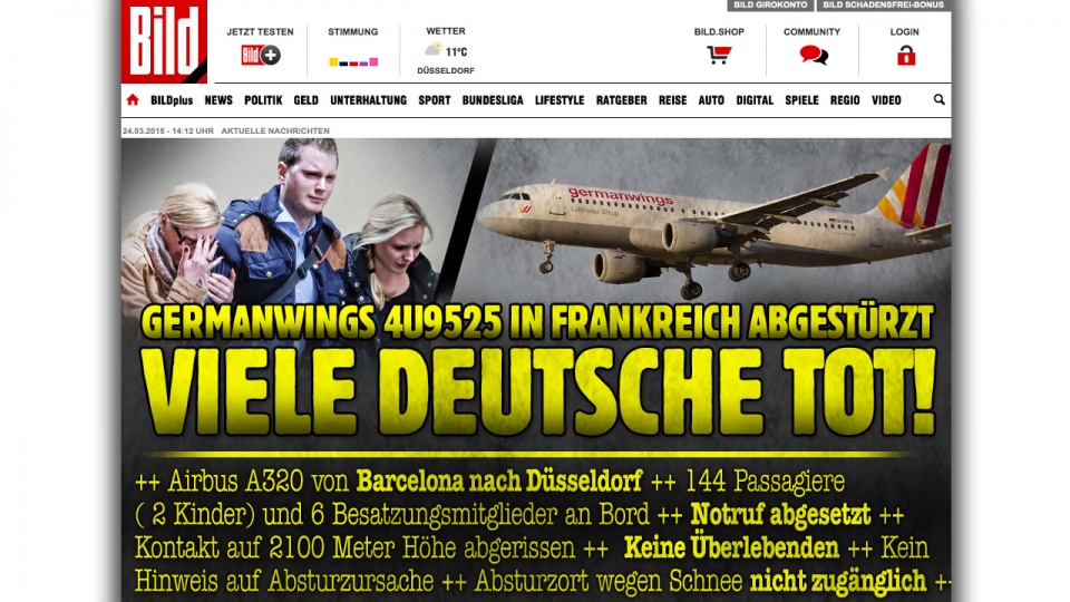 Strona internetowa jednej z największych niemieckich gazet.