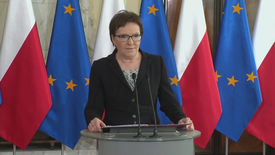Premier Ewa Kopacz podała nazwiska nowych ministrów. Fot. TVN24/x-news