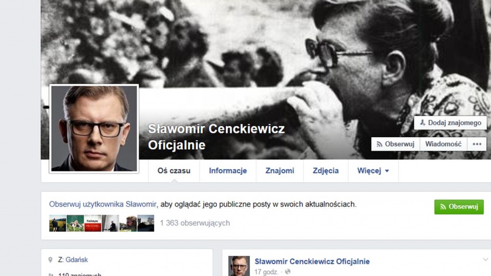 Fot. Profil Sławomira Cenckiewicza na Facebooku.