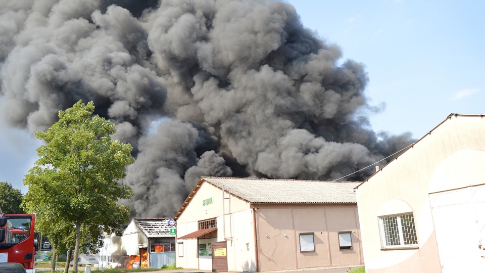 Pożar w Łobzie gasiło 15 zastępów straży. Fot. Rafael Żełobowski