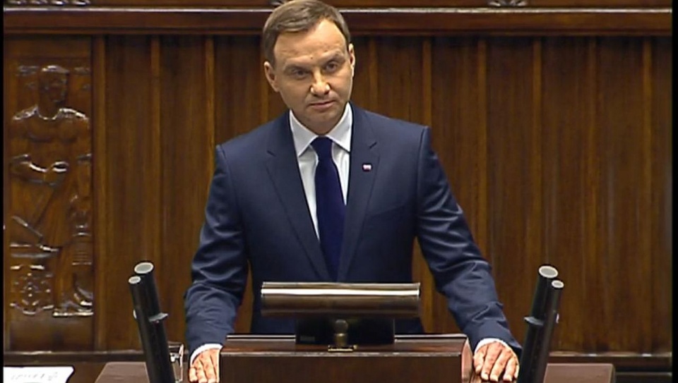 Prezydent Andrzej Duda wygłasza orędzie. Fot. sejm.gov.pl