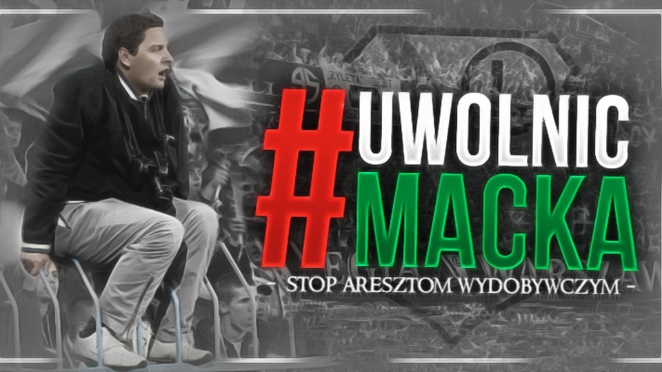 Transparenty z hasztagiem #uwolnićMaćka pojawiały się na stadionach polskich klubów, nawet tych będących w konflikcie z kibicami Legii. Fot. www.facebook.com/pages/Uwolnić-Maćka/483983641749032