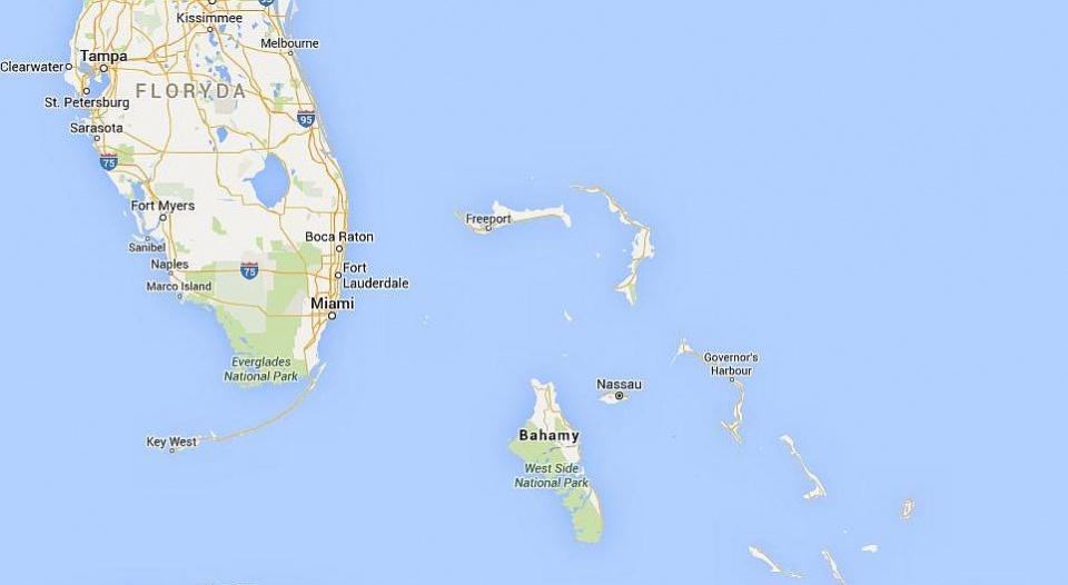 Statek najprawdopodobniej zatonął podczas huraganu u wybrzeży wysp Bahama. Na pokładzie były 33 osoby. Fot. www.google.pl/maps