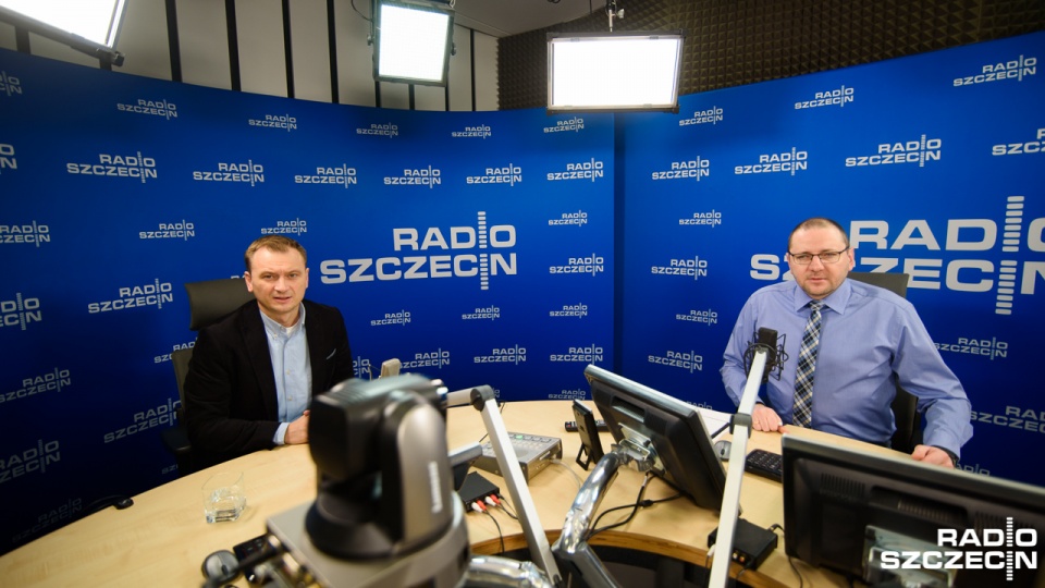 Sławomir Nitras i Tomasz Chaciński w studiu Radia Szczecin. Fot. Konrad Nowak [Radio Szczecin]