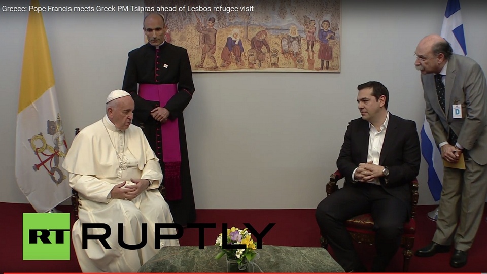 Papież Franciszek i premier Grecji Alexis Tsipras. Fot. Ruptly TV