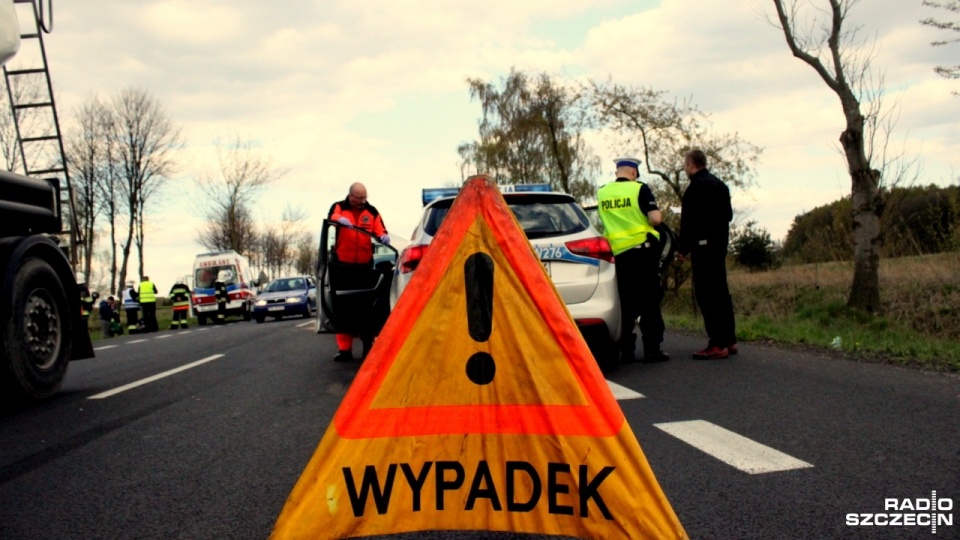 Wypadek na drodze krajowej nr 6. Fot. Adam Wójcik [Radio Szczecin]