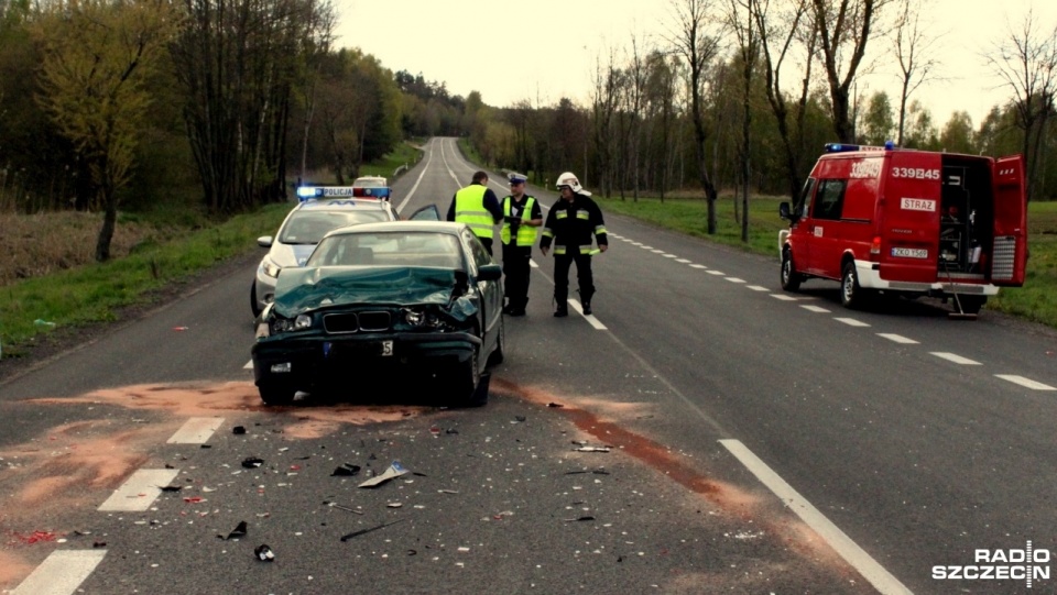 Wypadek na drodze krajowej nr 6. Fot. Adam Wójcik [Radio Szczecin]