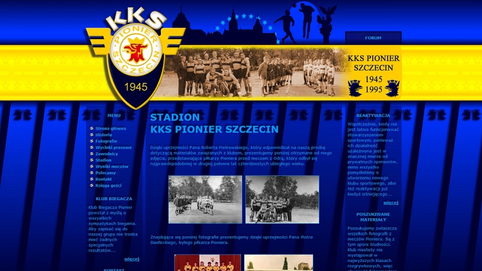 Oficjalna witryna Pioniera Szczecin. Fot. www.kkspionier.pl