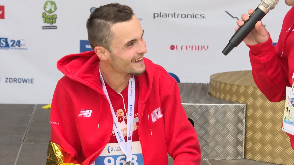 Paweł Kosek - zwycięzca 2. PZU Maraton Szczeciński. Fot. Piotr Rakowski [Radio Szczecin]