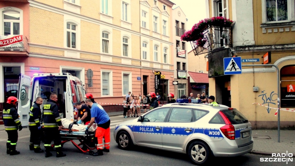 Wypadek przy ulicy Wojska Polskiego w Białogardzie. Fot. Adam Wójcik [Radio Szczecin]