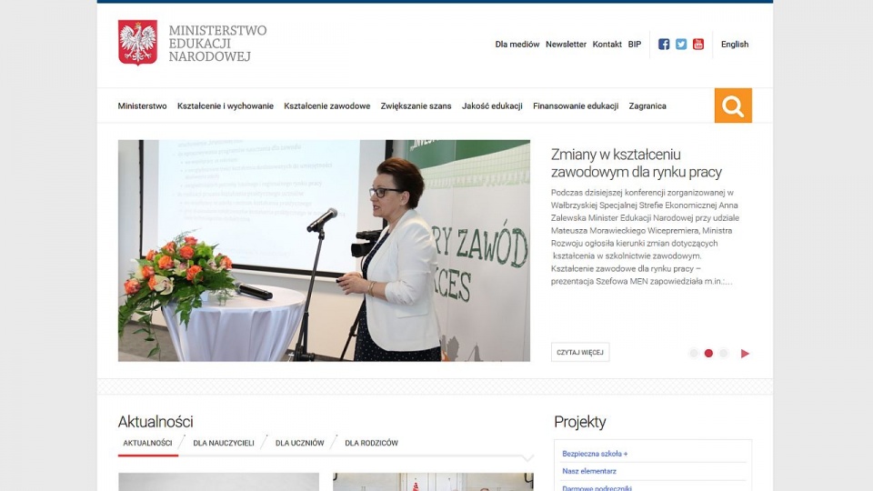 Strona Ministerstwa Edukacji Narodowej. Fot. www.men.gov.pl