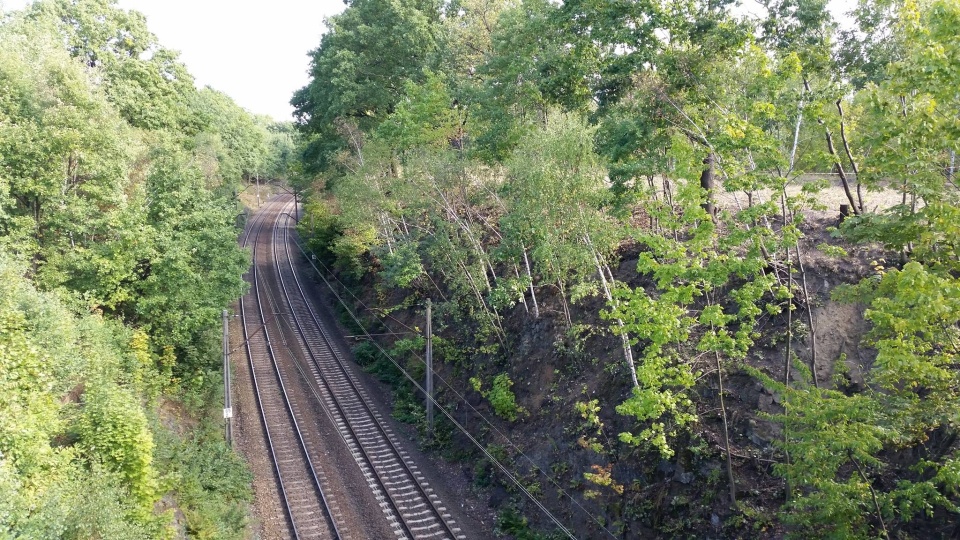Linia kolejowa nr 274 z nasypem na 65 kilometrze w Wałbrzychu, w którym ukryty jest złoty pociąg. Fot. www.wikipedia.org / RafalSs