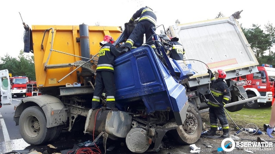 Zderzenie dwóch ciężarówek na na drodze krajowej nr 31. Fot. Obserwator Nadodrzański