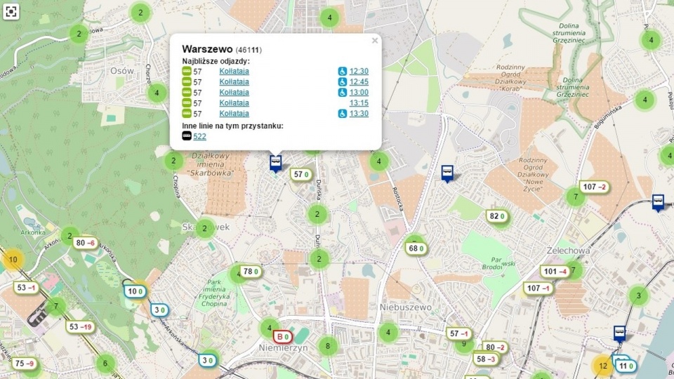 Zarząd Dróg i Transportu Miejskiego udostępnił na swojej stronie internetowej wirtualną mapę komunikacji miejskiej w Szczecinie. Fot. ZDiTM Szczecin.
