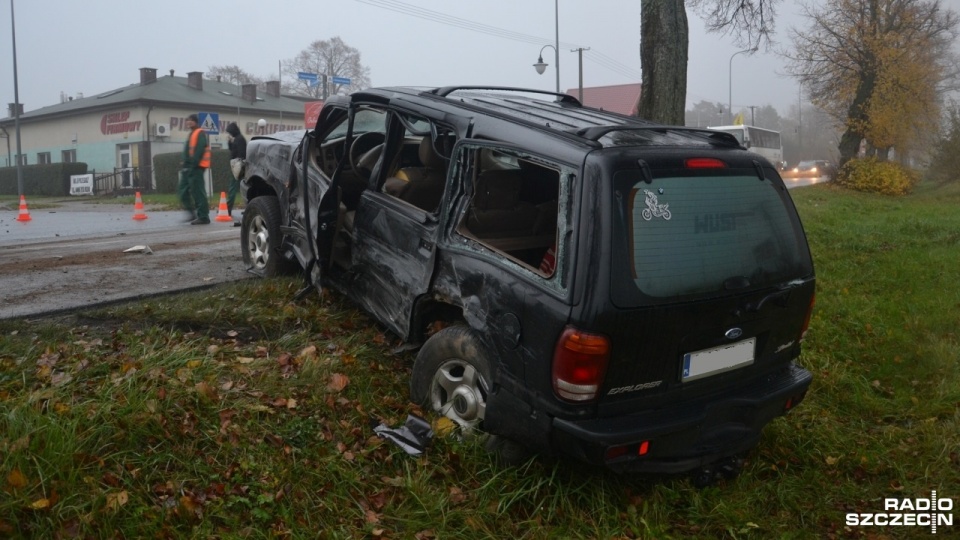Wypadek na ulicy Krzywoustego w Kołobrzegu. Fot. Przemysław Polanin [Radio Szczecin]