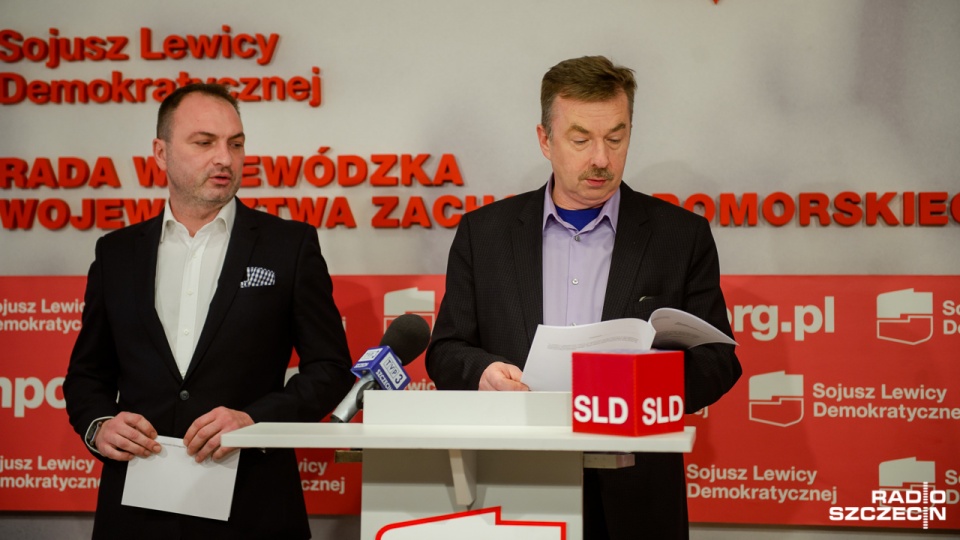 Albin Majkowski i Dariusz Wieczorek (przewodniczący zachodniopomorskiego SLD). Fot. Konrad Nowak [Radio Szczecin]
