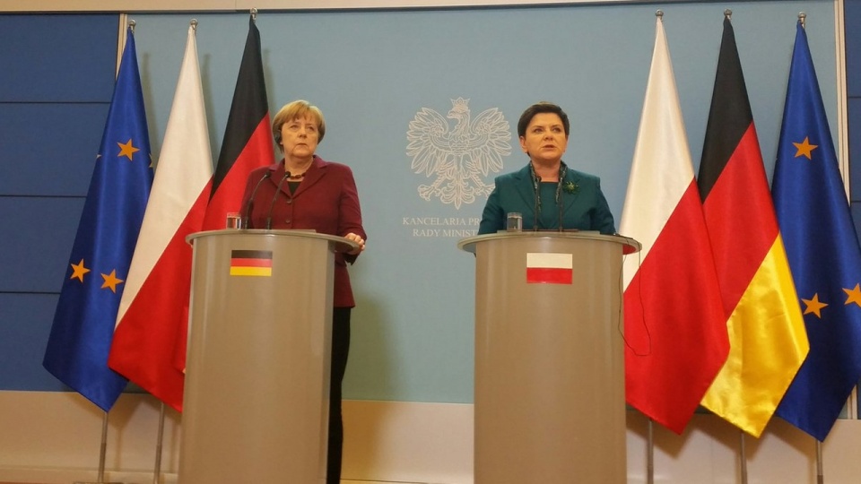 Konferencja kanclerz Niemiec Angeli Merkel i premier Beaty Szydło. Źródło fot.: twitter.com/premierrp