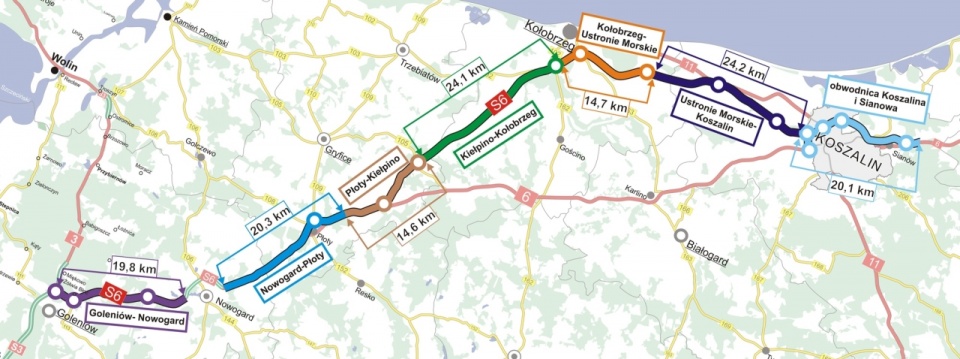 Po środowej decyzji o budowie dwóch odcinków - pomiędzy Nowogardem, a Płotami oraz Ustroniem Morskim, a Koszalinem - cała trasa jest zaplanowana. Fot. GDDKiA Szczecin