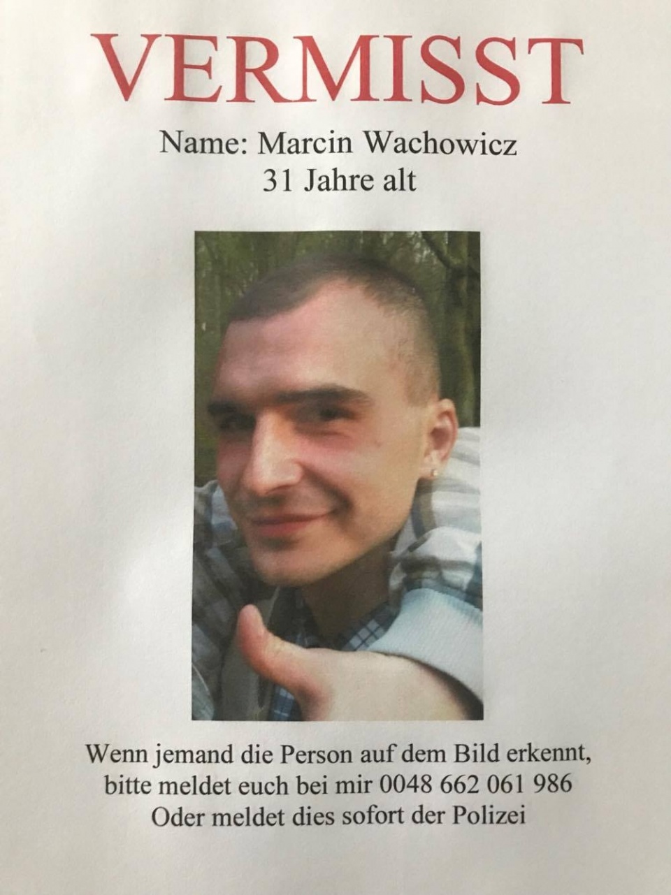 Rodzina, znajomi oraz polska i niemiecka policja szukają zaginionego Marcina Wachowicza. Fot. Słuchacz
