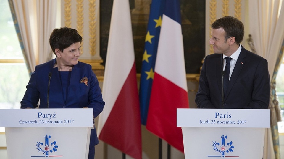 Premier Beata Szydło i prezydent Francji Emmanuel Macron. Źródło fot.: www.twitter.com/premierrp