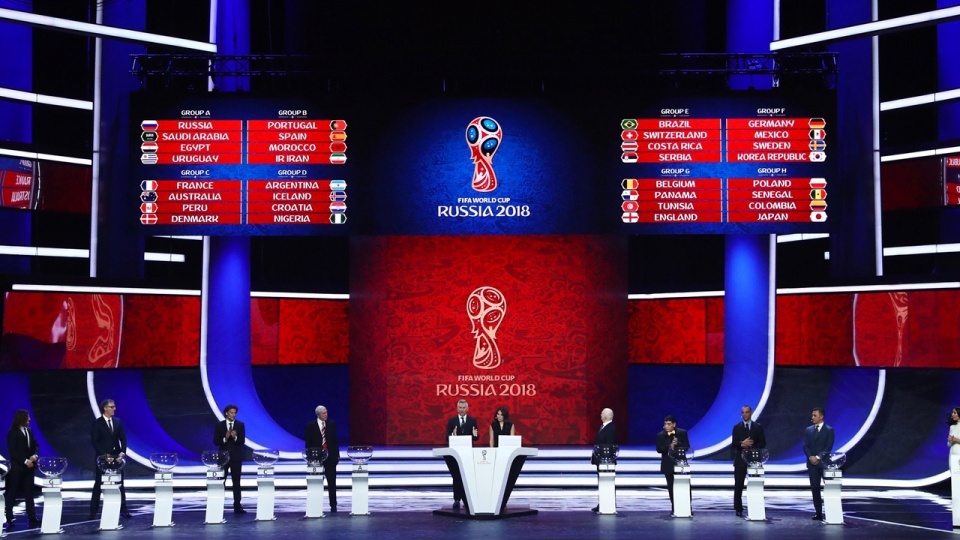 Losowanie fazy grupowej finałów piłkarskich Mistrzostw Świata w Rosji. Fot. https://twitter.com/FIFAWorldCup