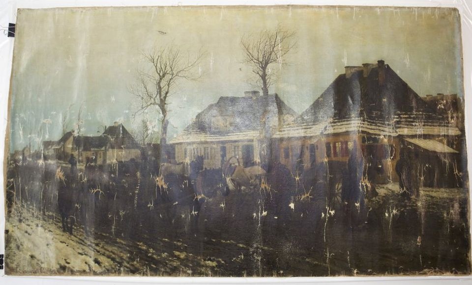 Uznany za zaginiony w czasie II wojny światowej obraz Maksymiliana Gierymskiego „Zima w małym miasteczku” wraca do Krakowa. Fot. twitter.com/MNKrk