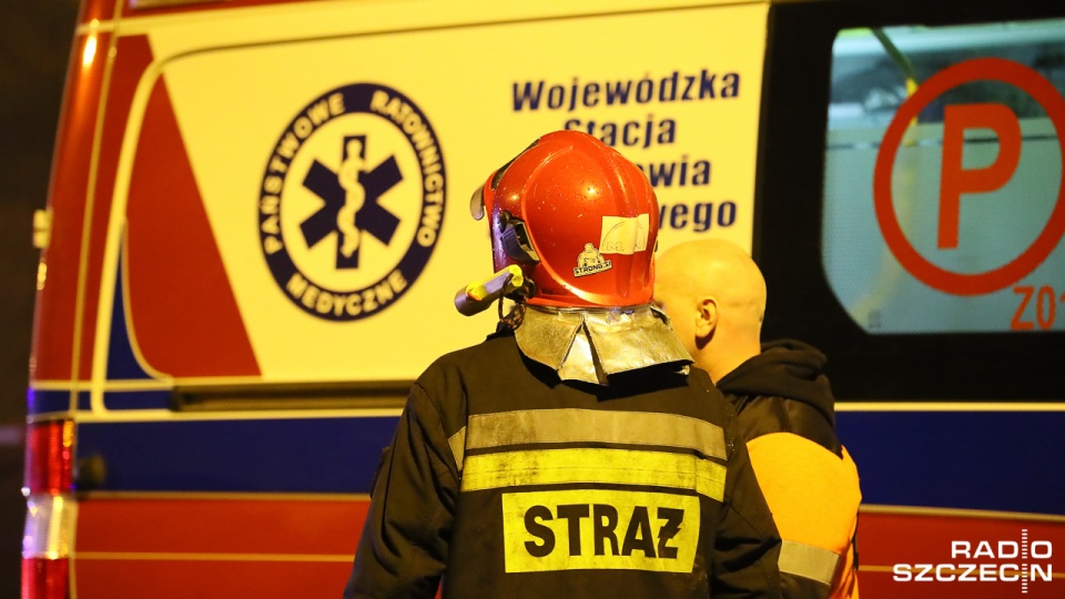 Pożar w budynku przy ul. Nad Odrą w Szczecinie. Fot. Robert Stachnik [Radio Szczecin]
