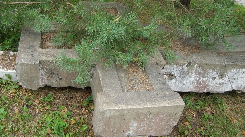 Pozostałości pierwotnych krzyży wysadzonych w powietrze w 1950 przez komunistów. źródło: https://pl.wikipedia.org/wiki/G%C3%B3ra_Trzykrzyska
