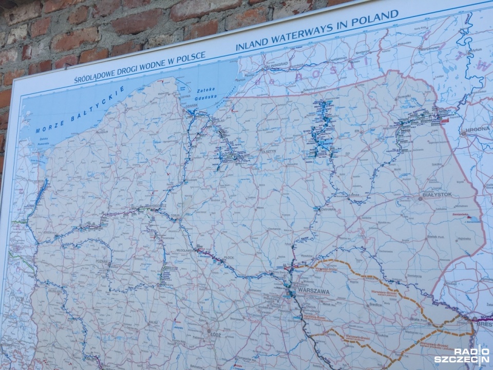Mapa, która pokazuje śródlądowe drogi wodne w Polsce. Fot. Wojciech Zagaj [Radio Szczecin]