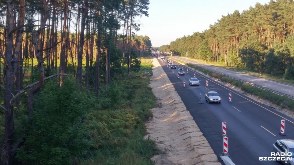 Autostrada A6 - wjazd do Szczecina, godz. 19.30. Fot. Marek Borowiec [Radio Szczecin]