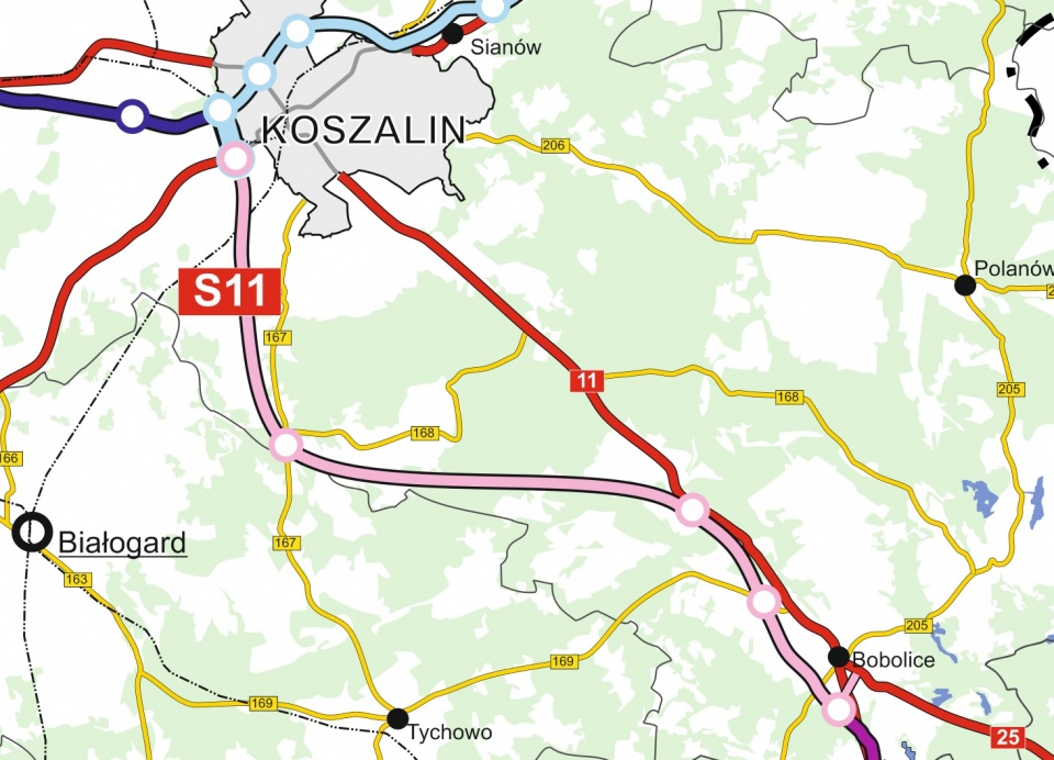 Mapa S11 Koszalin-Bobolice.