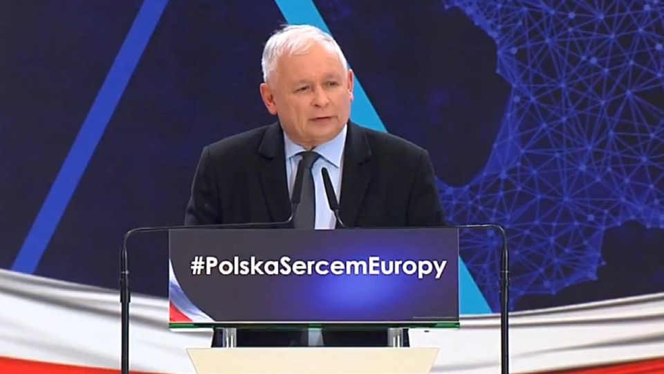 Jarosław Kaczyński przemawiający na konwencji PiS w Katowicach. Fot. twitter.com/pisorgpl