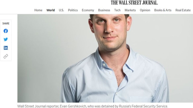 Rosyjska służba bezpieczeństwa zatrzymała amerykańskiego dziennikarza pod zarzutem szpiegostwa. Evan Gerszkowicz jest korespondentem The Wall Street Jurnal, akredytowanym przez rosyjski MSZ.