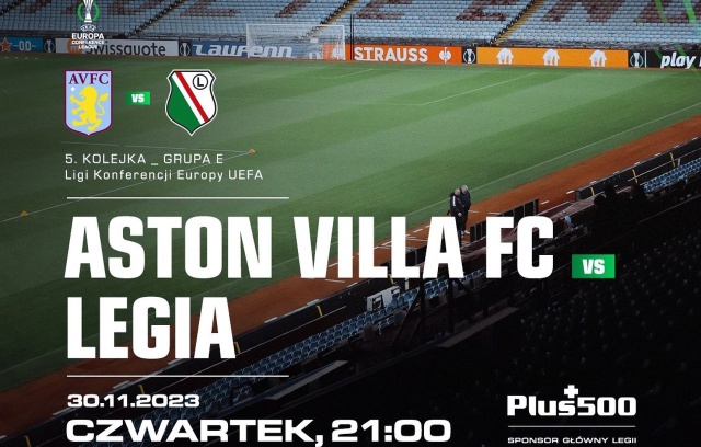 Legia Warszawa zmierzy się w na wyjeździe z angielską Aston Villą w meczu 5. kolejki fazy grupowej piłkarskiej Ligi Konferencji Europy.
