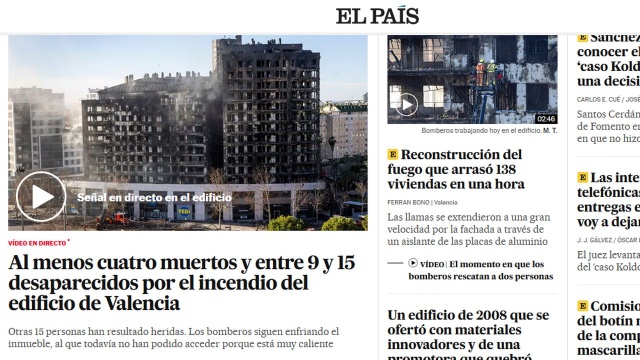 W hiszpańskiej Walencji trwa akcja ratunkowa po pożarze 14-piętrowego budynku mieszkalnego. Strażacy ugasili już ogień, obserwują budynek i przygotowują się do wejścia do jego wnętrza.