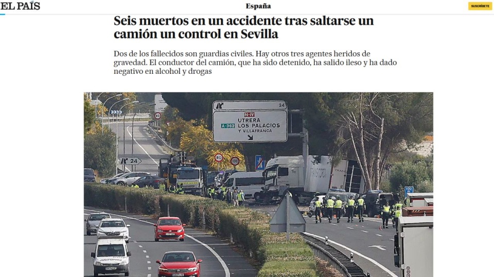 Kierowca ciężarówki przeżył i na miejscu zdarzenia został przebadany na obecność narkotyków i alkoholu, a później aresztowany. źródło: https://elpais.com/espana/