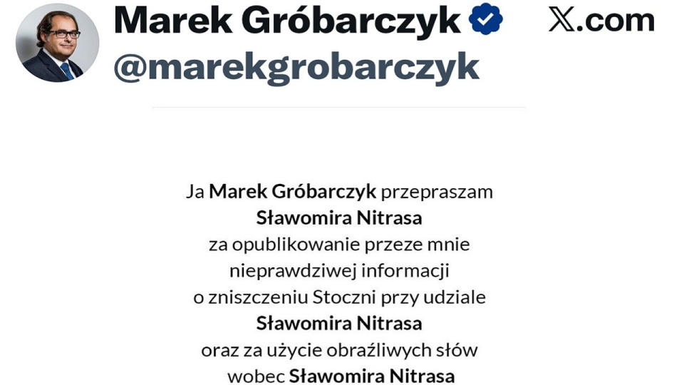 Poseł PiS przeprasza szczecińskiego polityka