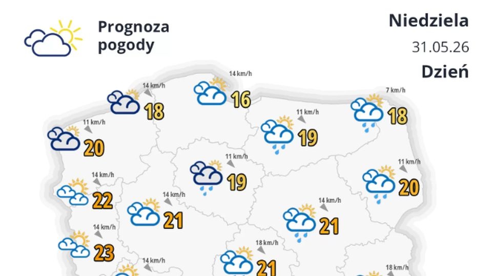 Prognoza pogody na 31 maja i 1 czerwca