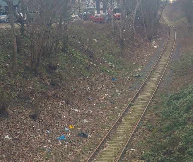 Śmieci przy wiadukcie na ul. Wilczej 22.03.2019