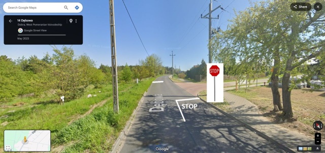 Niebezpieczne skrzyżowanie w Dobrej ul.Dębowa - fot.Słuchaczka 4.04.2025